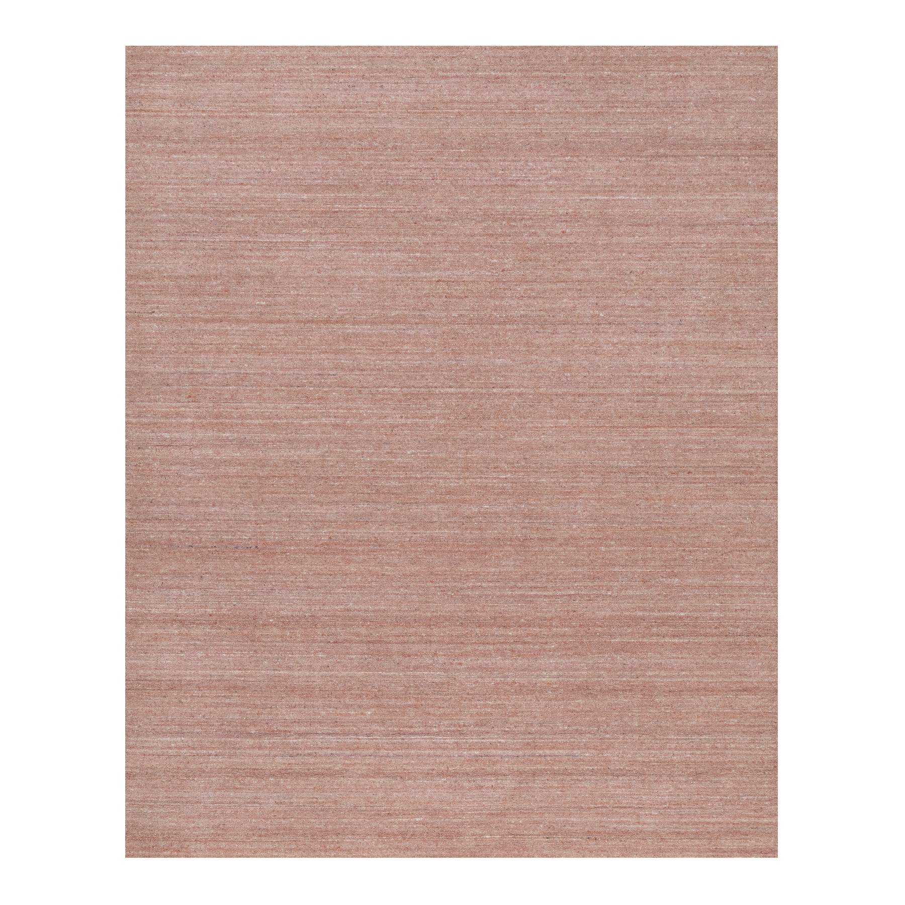 8'2"x10'1" Cedar Wood Pink, Plain Modern Striae Design, Hand Loomed, Soft to the Touch Pile, Pure Wool, Oriental Rug 